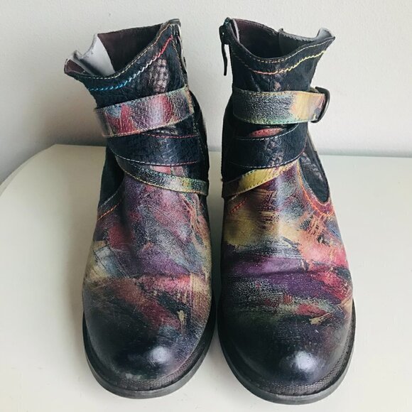 L'Artiste Spring Step Shazzam Navy Multicolored Ankle Boots Size US 8.5 EU 39 - Picture 3 of 8